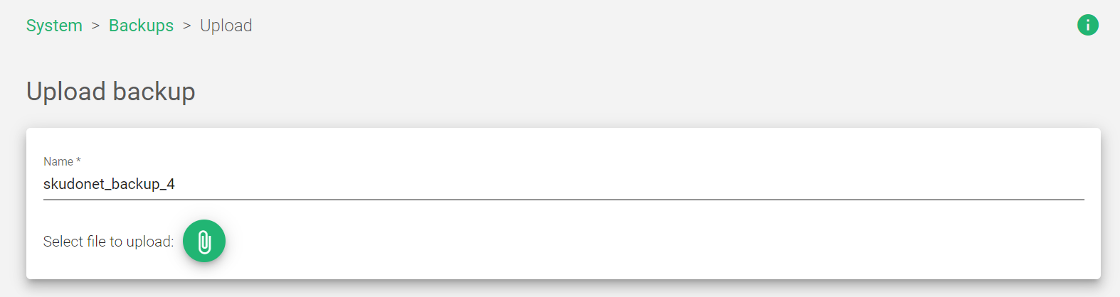 Uploading a backup on SKUDONET