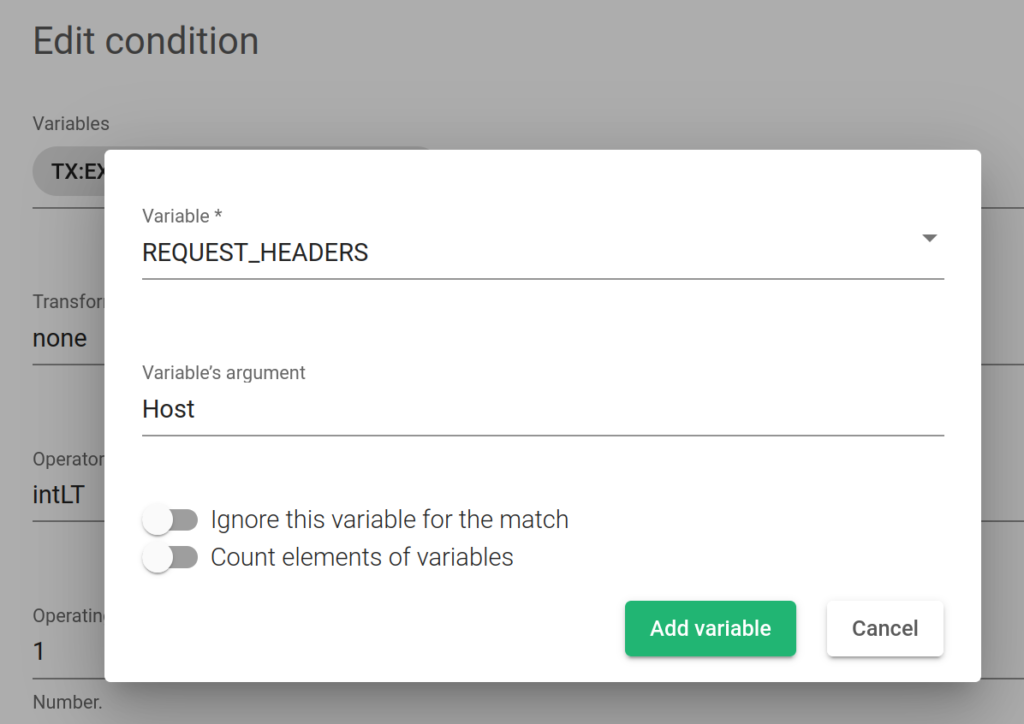 variables creating condition