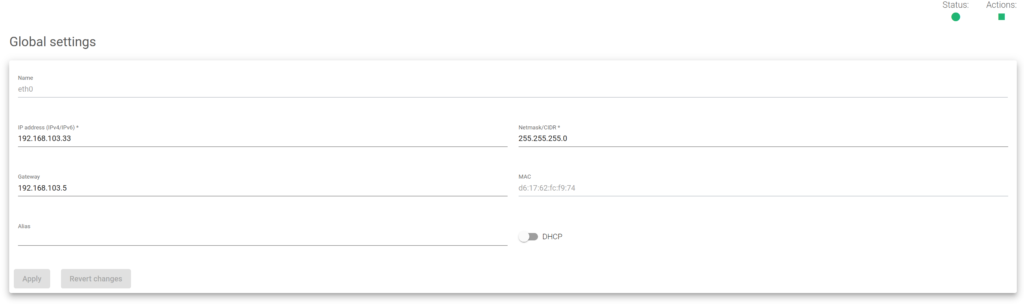 Skudonet network nic update configuration