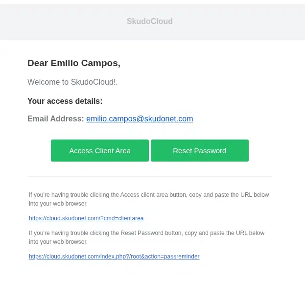 Welcome message automatic email